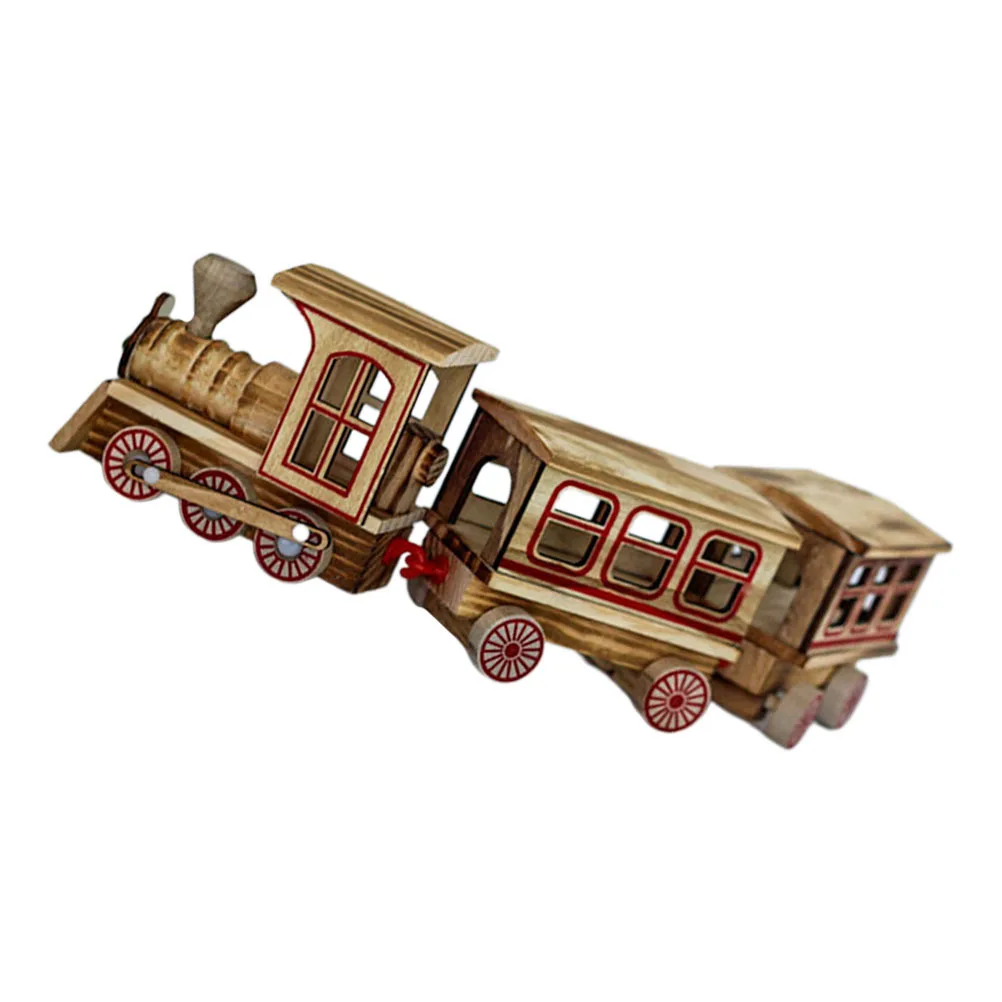 

1Set Creative Small Train Christmas Wooden Ornament Sturdy Fine Craftsmanship Desktop Decor for Hotel Mall Showcase Xmas Home