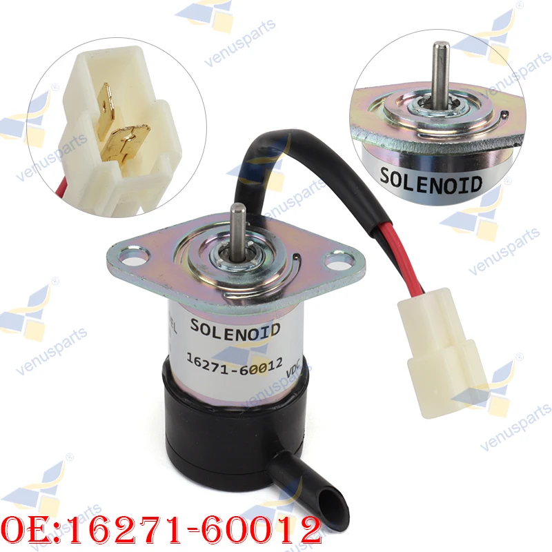 

16271-60012 16271-60010 Fuel Shutoff Solenoid Valve 12V for Kubota BX2200D BX23D BX2660D RTV900R RTV900S RTV900T RTV900W