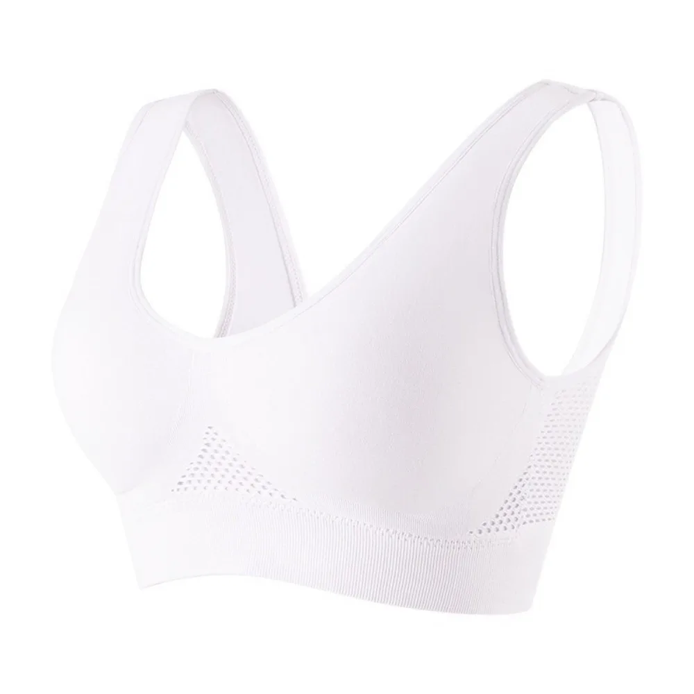 Plus Size Hollow Out Sports Yoga Bra Mesh Quick-Drying Wireless Bra Push-Up Breathable Ladies' Underwear Gym Workout