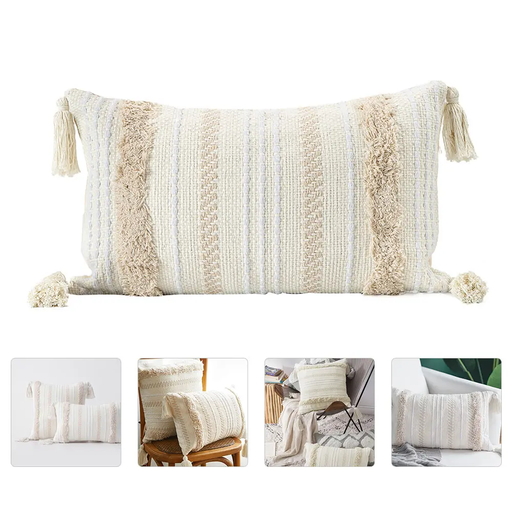 

1Pcs Bohemian Tassel Pillow Case Hand-Woven Decorative Cushion Cover for Home Sofa Bohemian Pillow Case Sofa Pillowslip