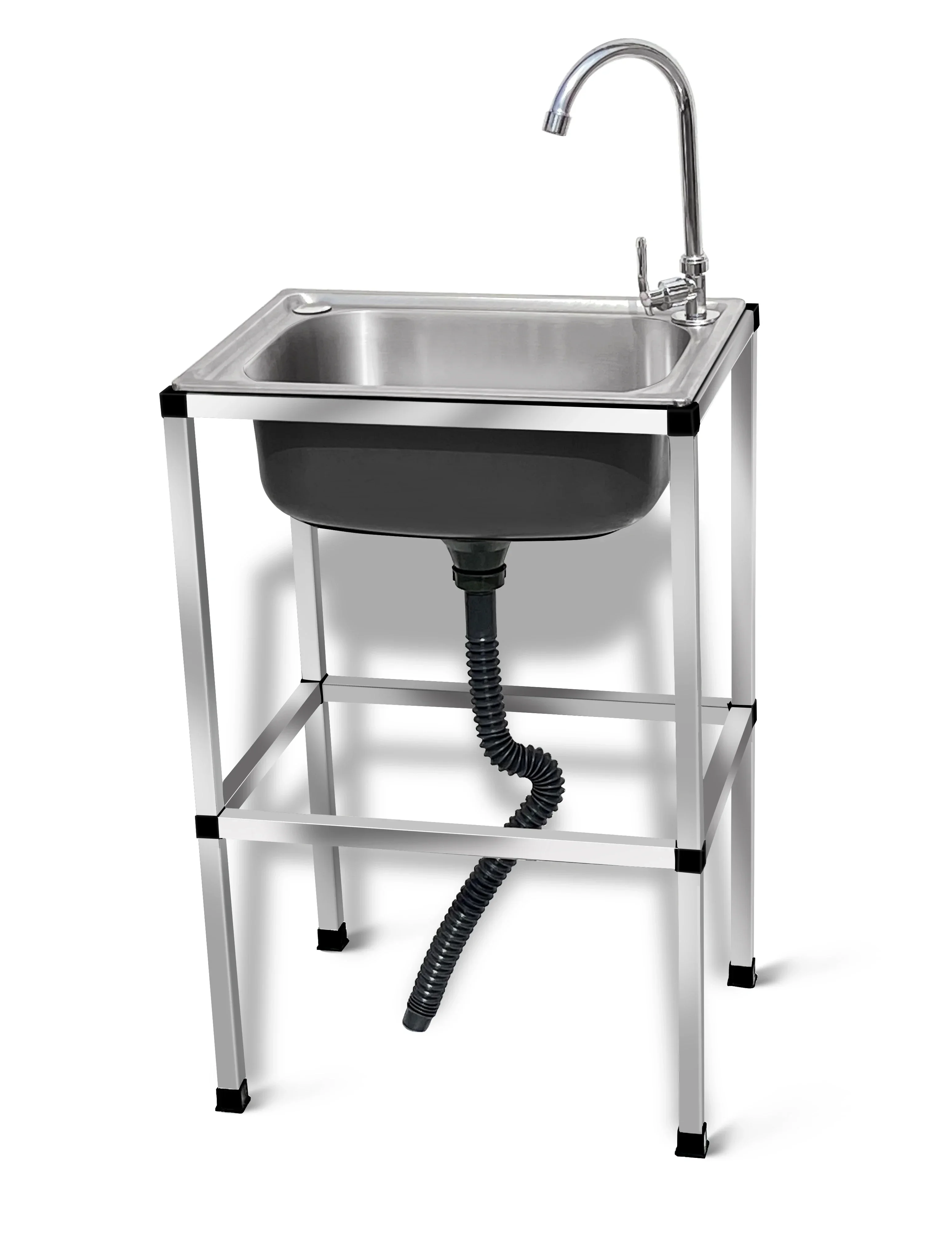 

Kitchen Thickened Stainless Steel Sink Single with Bracket Dishwashing Washing Basin Large Single Basin withShelf