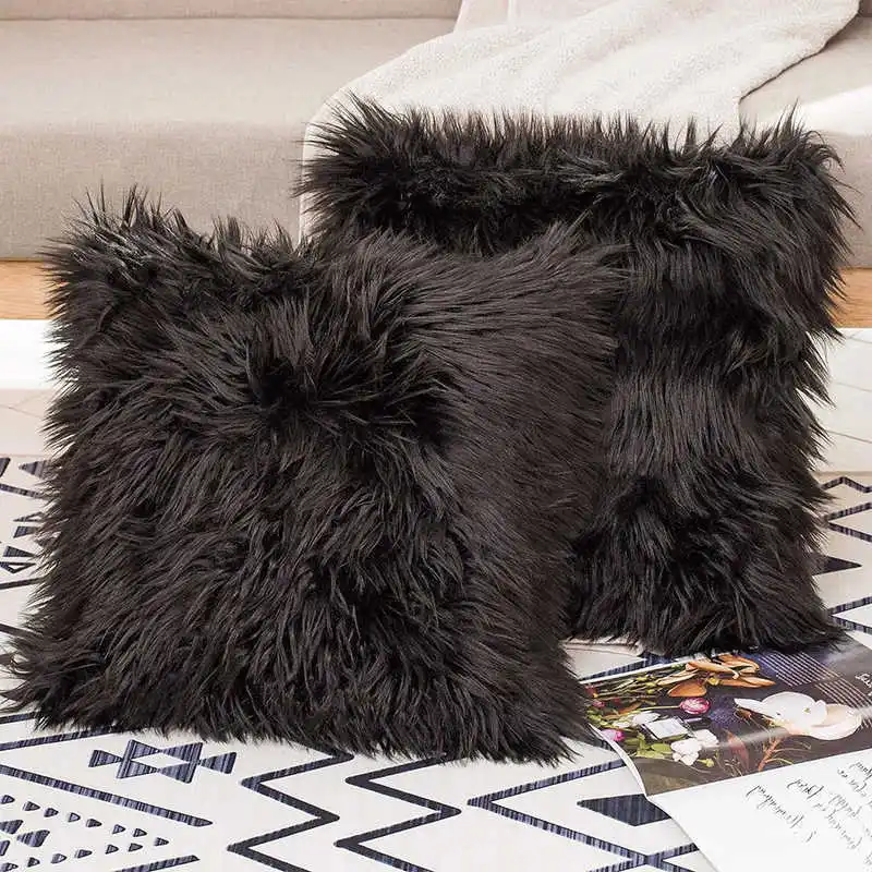Decorative Pillow Cover Throw Pillows Cases 43x43cm Black White Plush Pillowcase For Sofa Chair Couch Bed Party Home Car Office