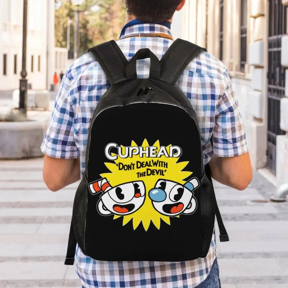 Custom Hot Game Cuphead Mugman Laptop Backpack Women Men Fashion Bookbag for College School Students Bags