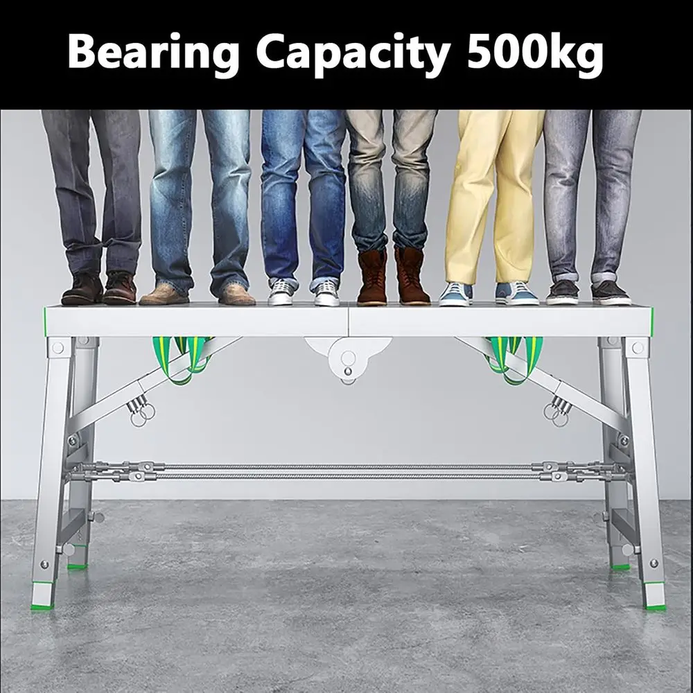 Portable Folding Scaffold Tower with Workbench, 1120 lbs Capacity, for Cleaning and Repair, 140x30 cm