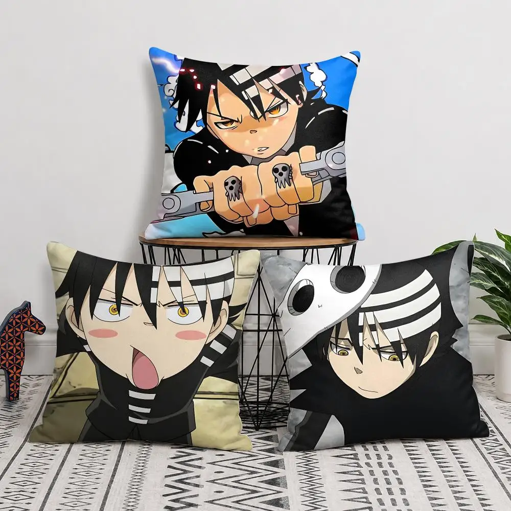 Soul E-Eater Anime Japan Cushion Cover Silky Short Plush Invisible Zipper Dustproof Sofa Pillow Case For Home Decor