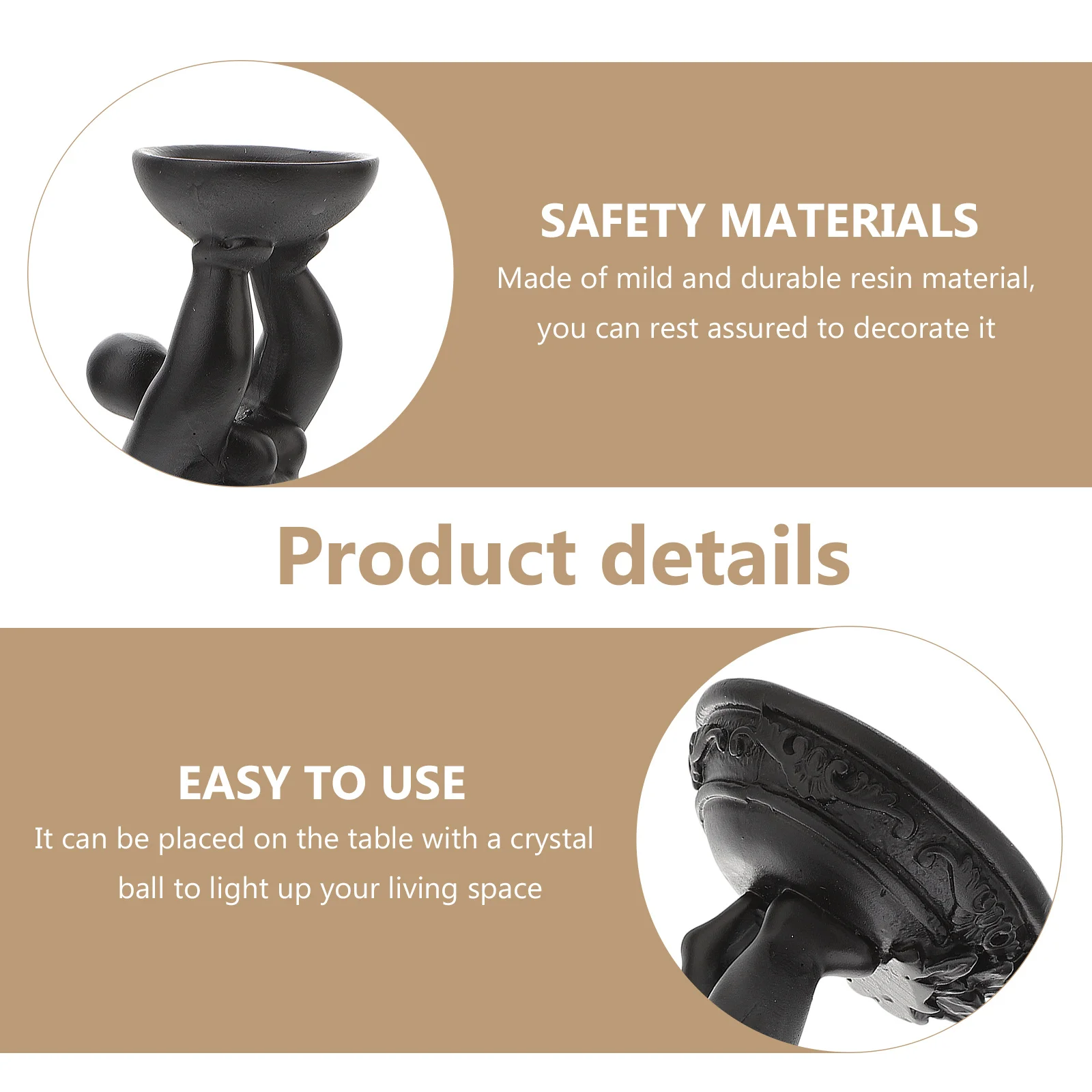 

1Pcs Resin Decoration Crystal Ball Support Ornament Mild Material Home Tabletop Decorative Base Unique