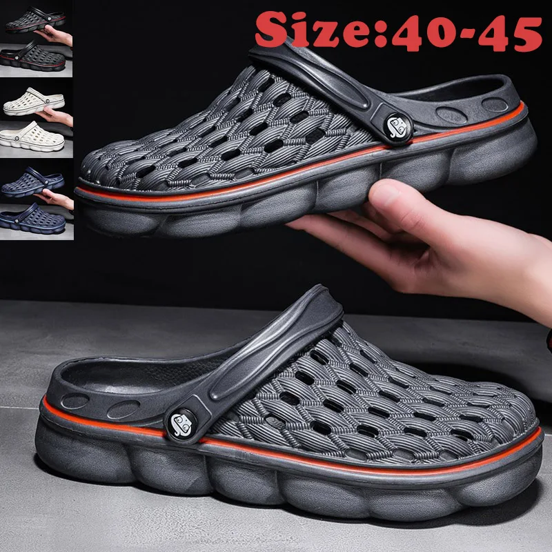 Summer 2024 Slippers Men Fashion Outdoor Garden Clogs Male Casual Shoes Fashion Luxury Sandals Comfort Home Soft Slippers 40-45