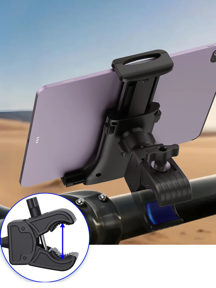 AliExpress Homhu Universal Tablet Smartphone Holder Bike Motorcycle Stroller Handlebar Mount Stand for 4-12.9 Inch Devices Indoor Fitness Setup