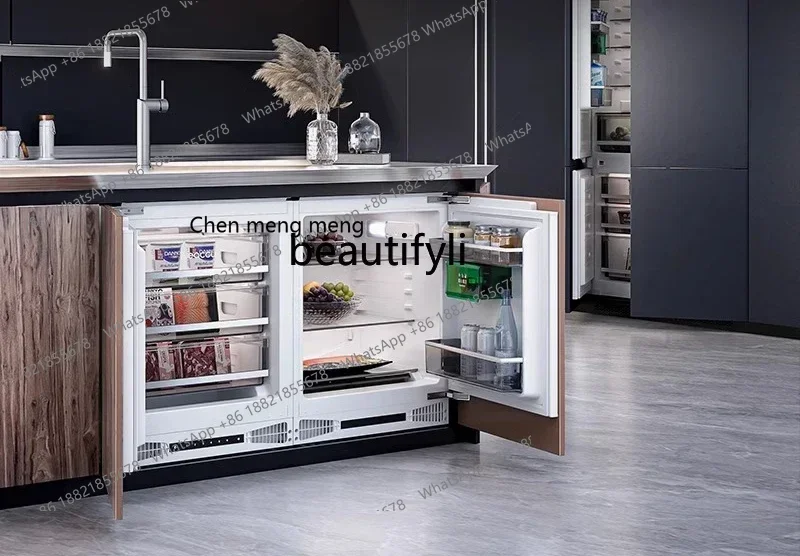 New arrive   Fully embedded under-counter built-in cabinet single door, embedded mini short household horizontal refrigerator