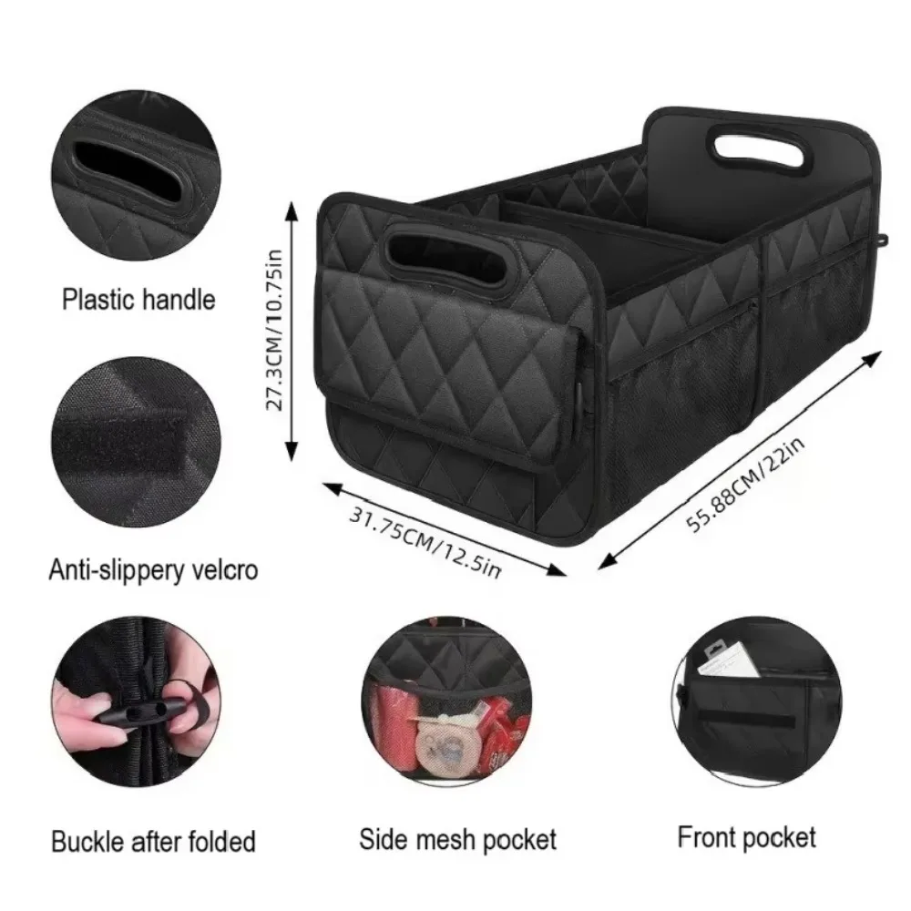 Car Trunk Organizer for SUV, Car Storage with 6 Pocket, Car Accessories for Women/Men 50L Waterproof Trunk Organizer
