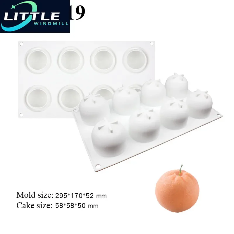 Orange  Silicone Cake Mold Dessert Mousse Baking Form Pan Diamond Heart Bubble Cloud Donuts Shaped Chocolate Moulds