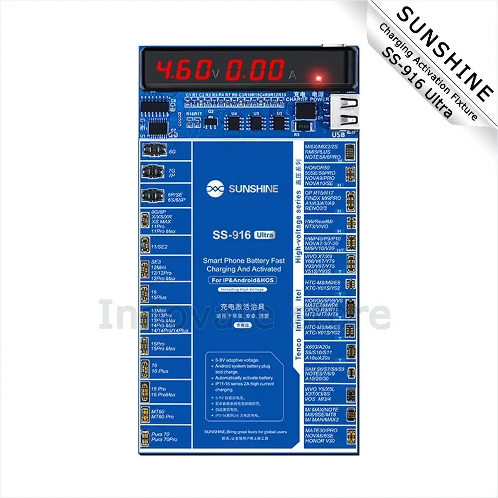 SUNSHINE SS-916 Ultra Charging Activation Fixture for IP 6-16PM Android Activate Battery Current  Voltage Detection Tool