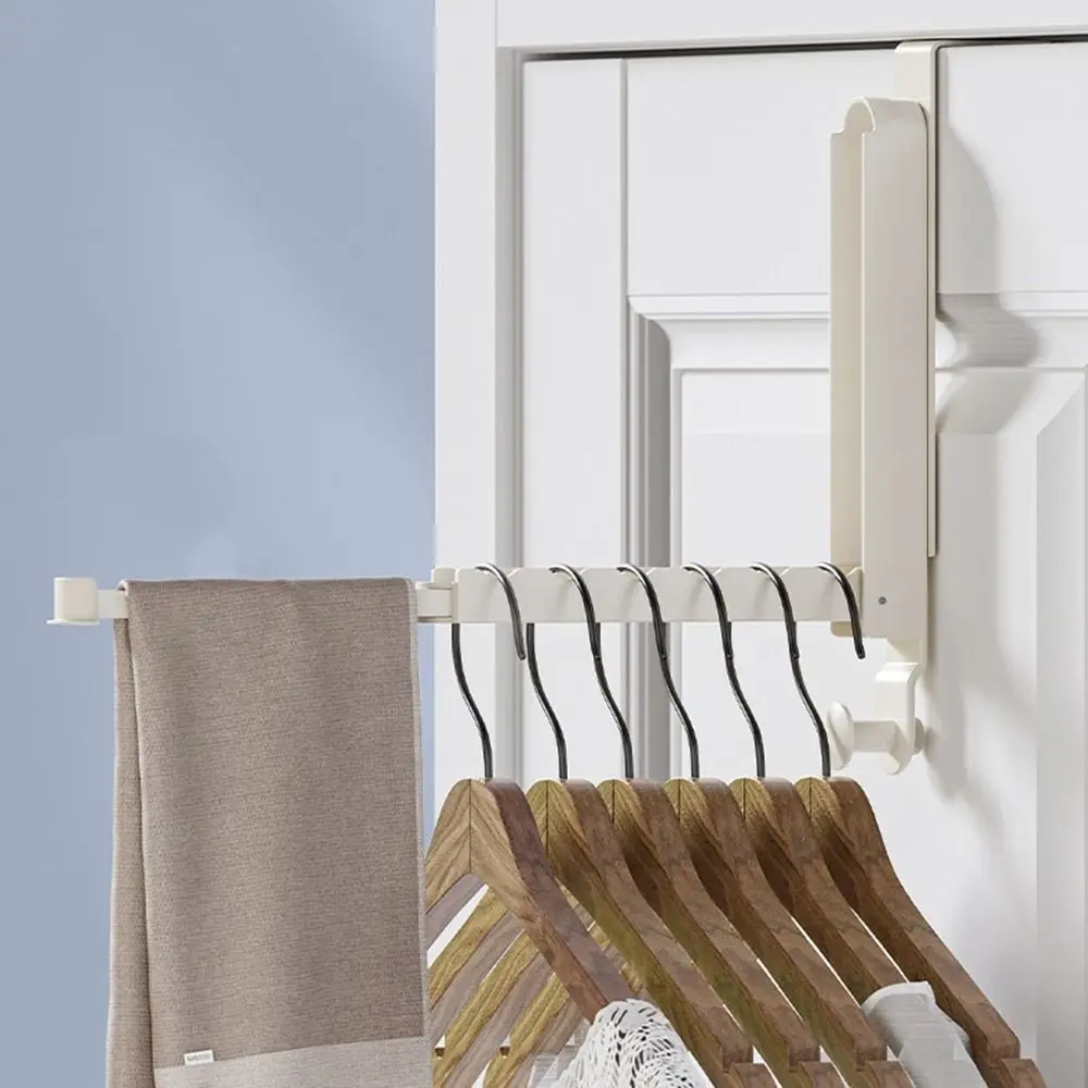 Aluminum Alloy Over the Door Hanger No Drilling Heavy Duty Laundry Drying Rack with Retractable Rod Space Save