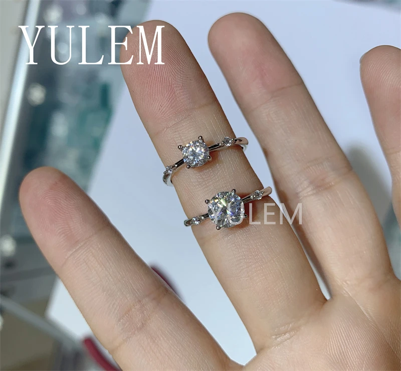 

YULEM sterling silver 925 moissanite luxury wedding rings 0.5/1ct simple design ring for daily wear