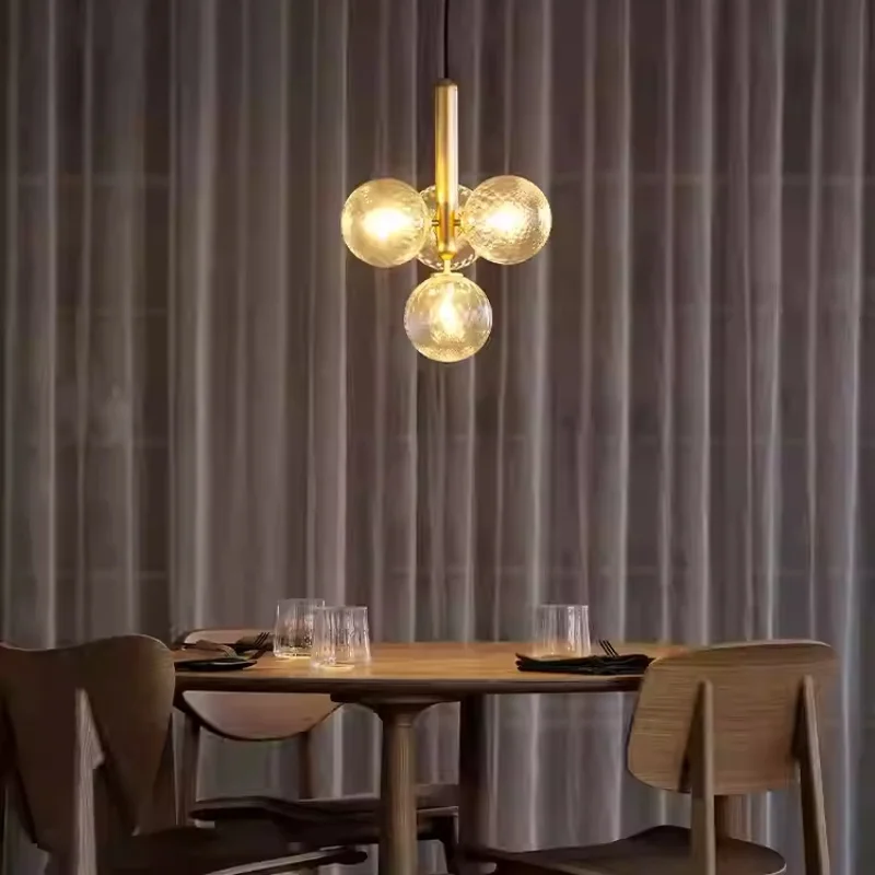 Nordic Style Minimalist Bedside Pendant Light, Postmodern Creative Glass Sphere Designer LED Restaurant Bedroom Pendant Light