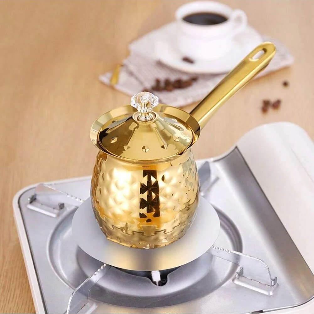 Ramadan Turkish Greek Arabic Coffee Pot Stainless Steel Stovetop Coffee Maker Hammered Coffee Cezve Ibrik Coffee Maker Boiler