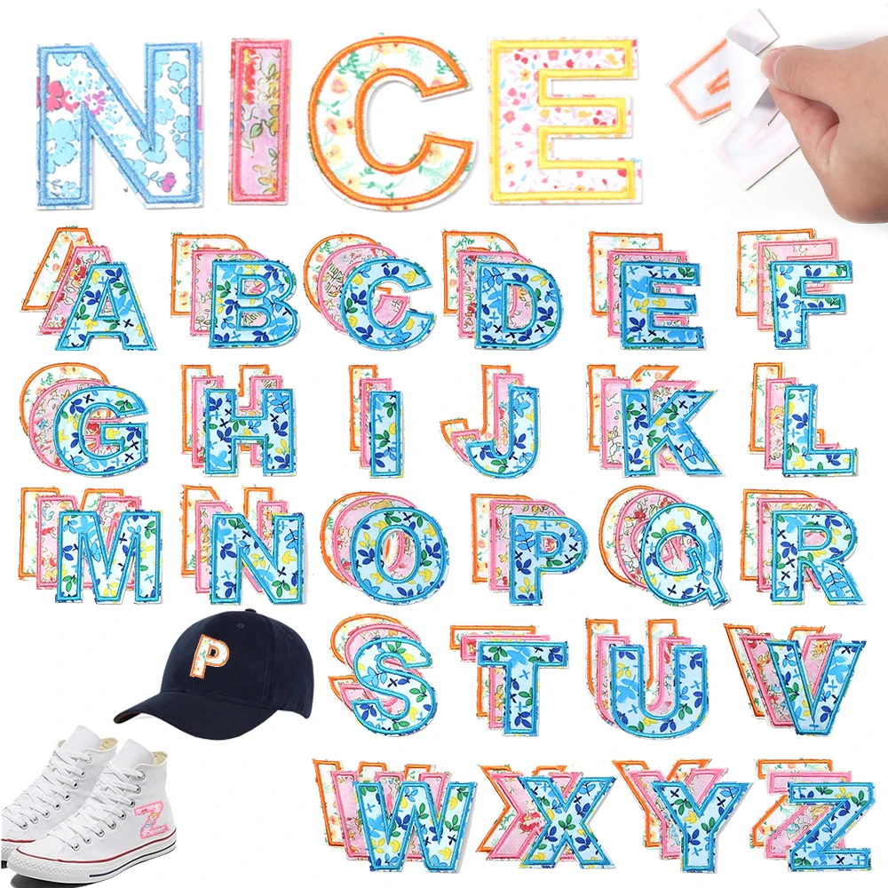 26 قطعة/الوحدة 5 سنتيمتر الأزهار A ~ Z الأبجدية التطريز بقع 26 رسائل شارة بقع باسم الملابس ملصقات الملابس والاكسسوارات #3