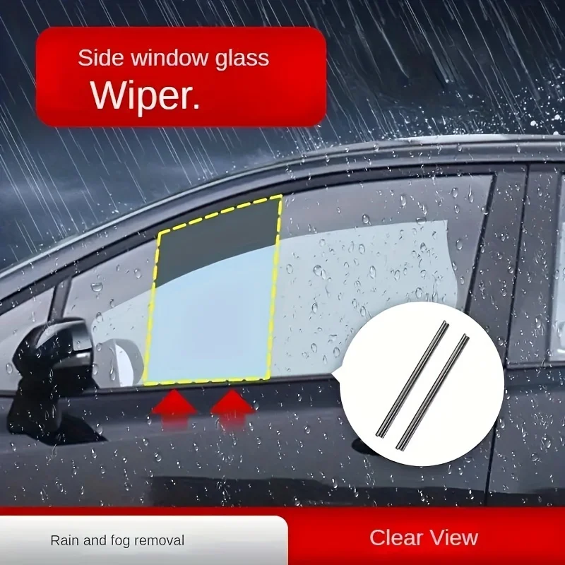 2-Piece Car Side Window Wiper Blade  Rain Fog Removal Bayonet Mount Fits Most Vehicles Driver and Passenger Side Glass Cleaning