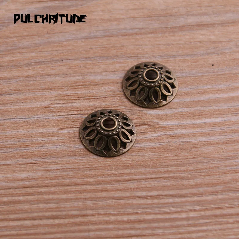40pcs 5*14*14mm Two Color Receptacle Hollow Flower DIY Spaced Jewelry Accessories Charms For Jewelry Making