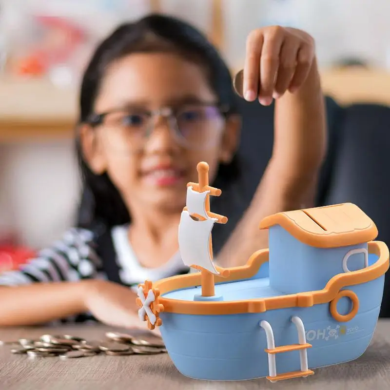 Boat Money Box Sail Money Bank Pirate Ship Piggy Bank Cartoon Sea Coin Bank Toy Coin Box Birthday Gift Saving Box Decor