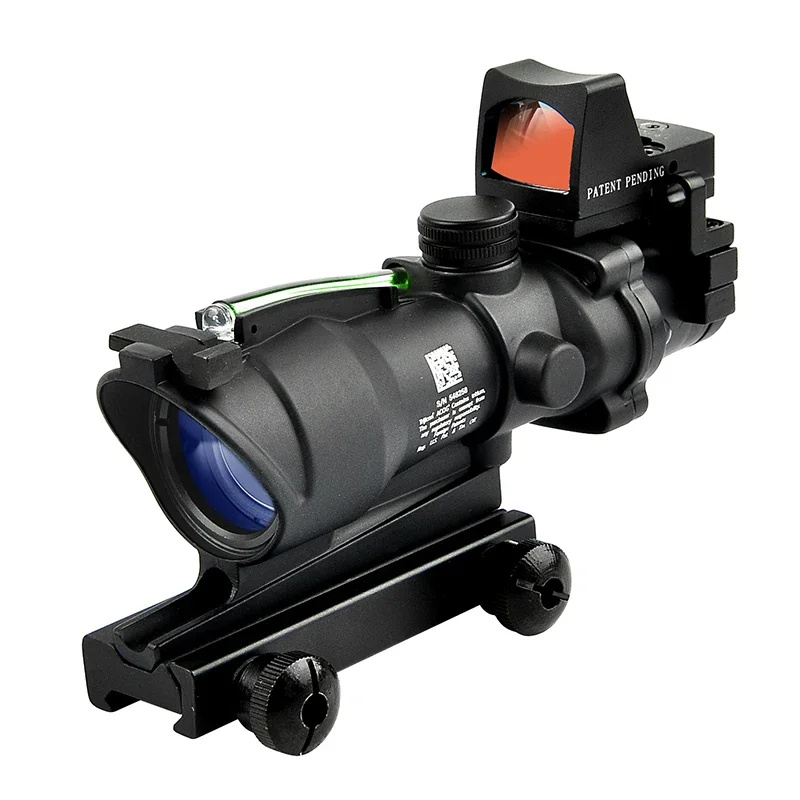 Imagem -04 - Luneta Tática Acog 4x32 5x35 Escopo Cahevron Retículo de Fibra Verde Vermelho Iluminado com Rmr Mirco Red Dot Sight