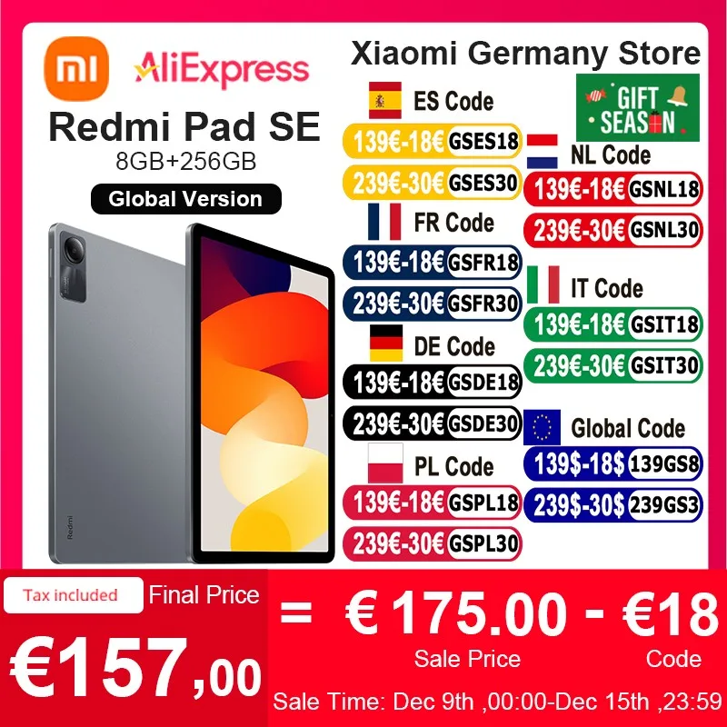 Globalna wersja Xiaomi Redmi Pad SE 11 Mi Tablet 256GB duża bateria Snapdragon®680 czworogłowe Dolby Atmos®11 \