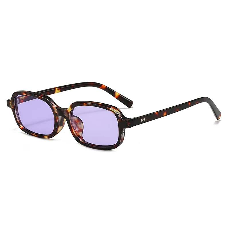 Protective Glasses New Small Rectangle Sunglasses Women Fashion Colorful Lens Shades Trending Rivets Leopard Frame Sun Glasses image 4