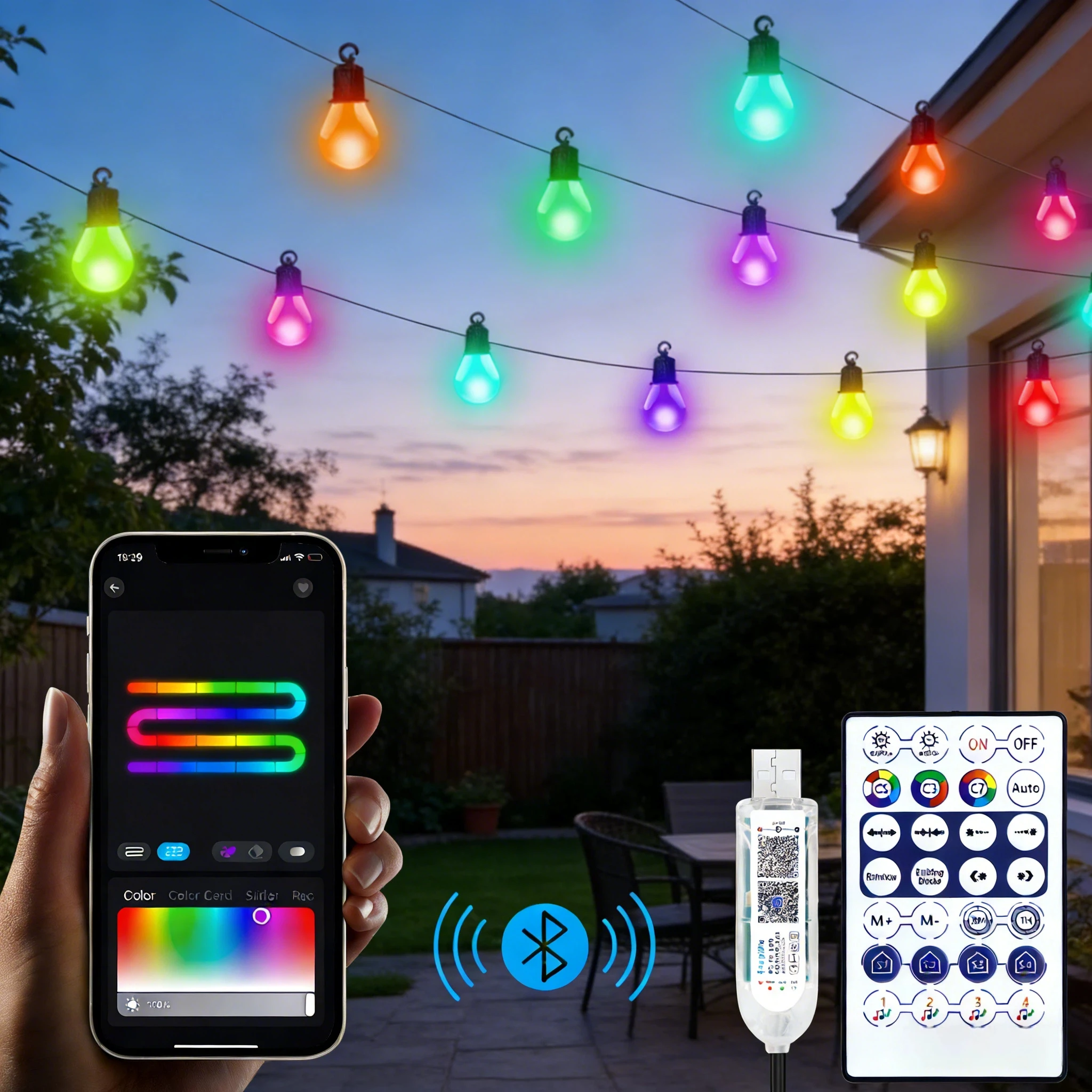 スマートwifi-bluetooth-led電球ストリングライト、usb-25-50電球クリスマスフェアリーライト、室内屋外ガーデンウェディングキャンプ装飾用
