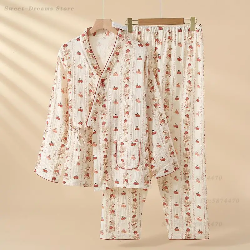 

Новый женский комплект пижам из 2 предметов на весну-осень: хлопковая домашняя одежда для беременных, удобная, с цветочным принтом, для сна и отдыха