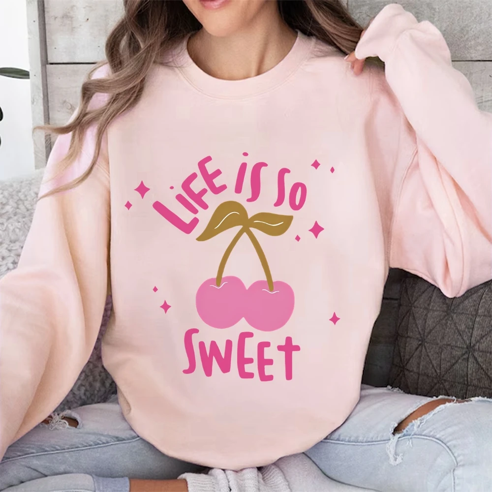 Stylish Cherry Graphic Cute Sweatshirt Casual Pullover Long-Sleeved Sweater Comfortable Unisex Autumn And Winter Warm Sweatshirt