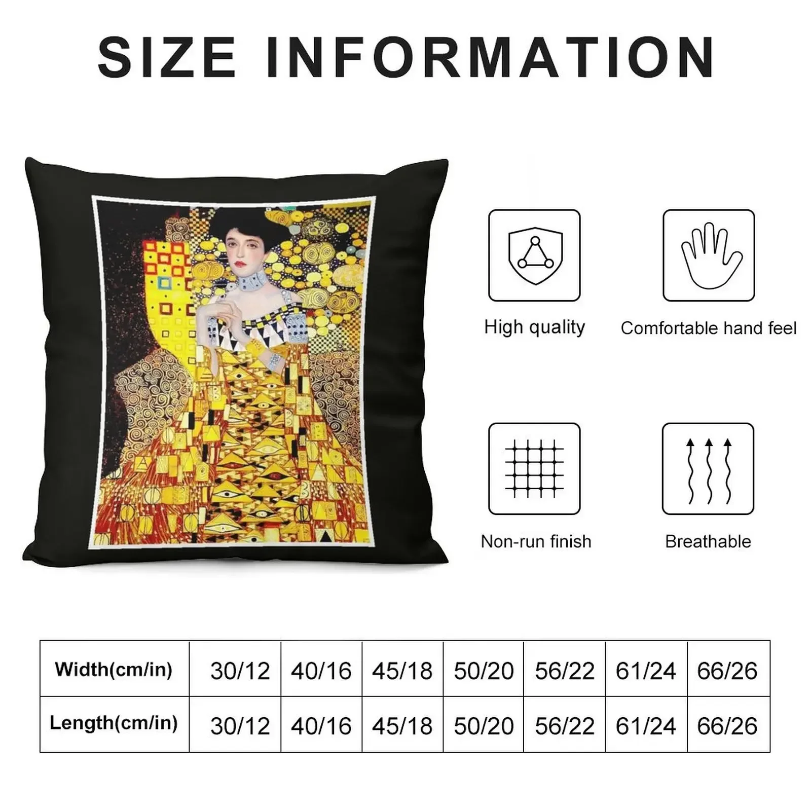 klimt : Vintage 1906 Adele Bloch Bauer Lady in Gold Portrait Print Throw Pillow Cusions Cover Couch Cushions Sofa Covers pillow