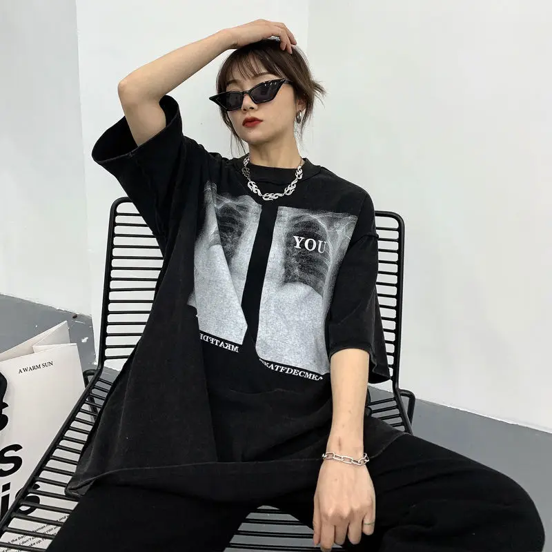 Loose cotton T-shirt summer extra large size women loose Korean style slimming half sleeved top trendy  sweatshirt kadın y2k top