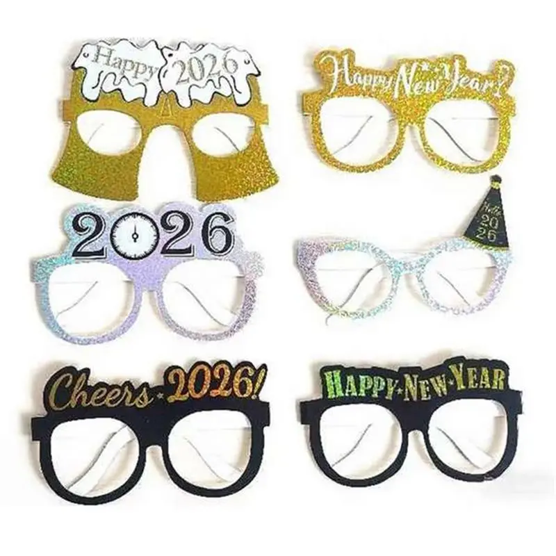 A74E-مجموعة زينة السنة الجديدة السعيدة - 36 قطعة، ملحقات دعائم كابينة الصور NYE يمكن ارتداؤها - مستلزمات حفلات رأس السنة الجديدة