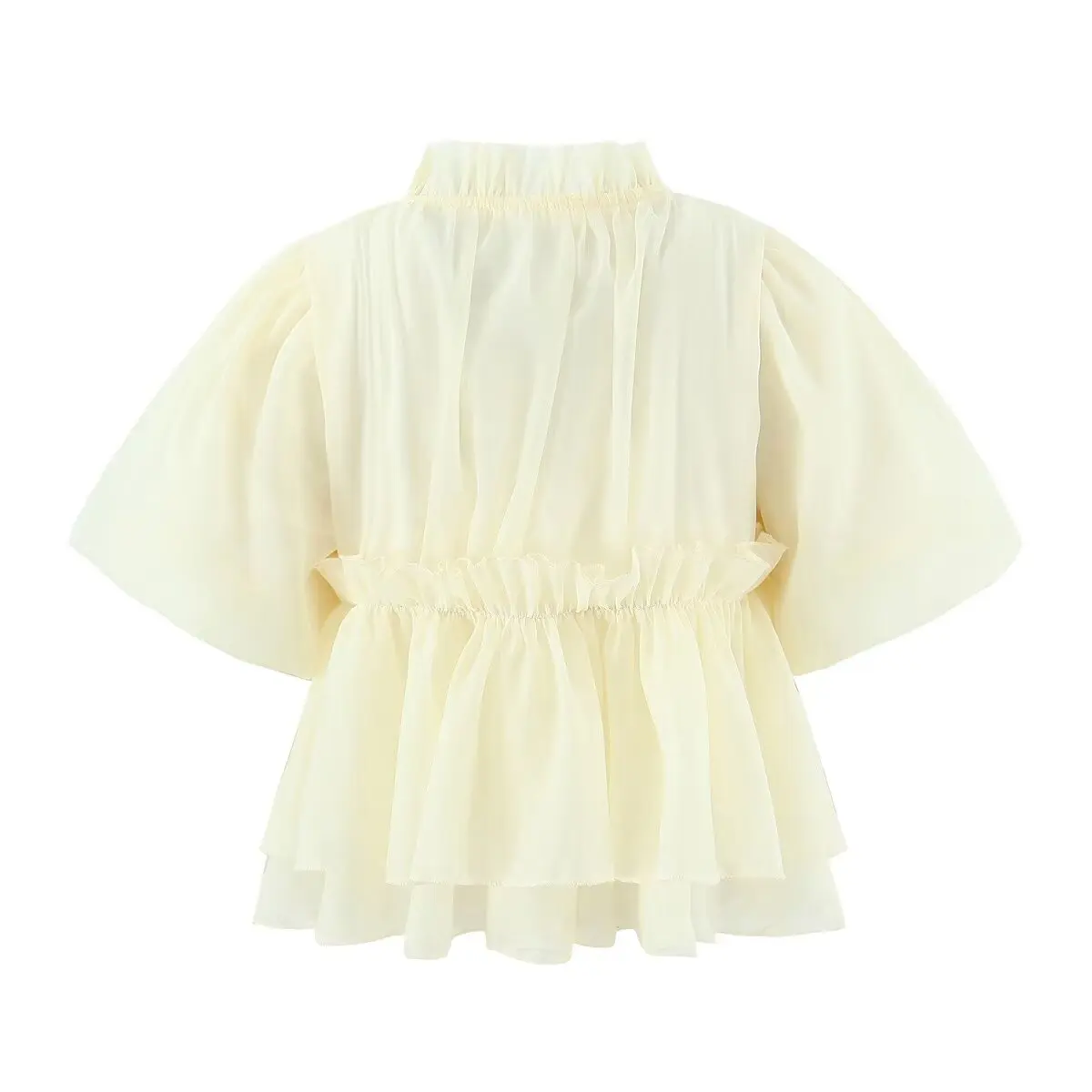 Faionable JNLEAOG المرأة irt مع القوس تصميم زهرة برعم Sves ort Sve دمية أعلى لموسم الخريف نسيج البوليستر #5