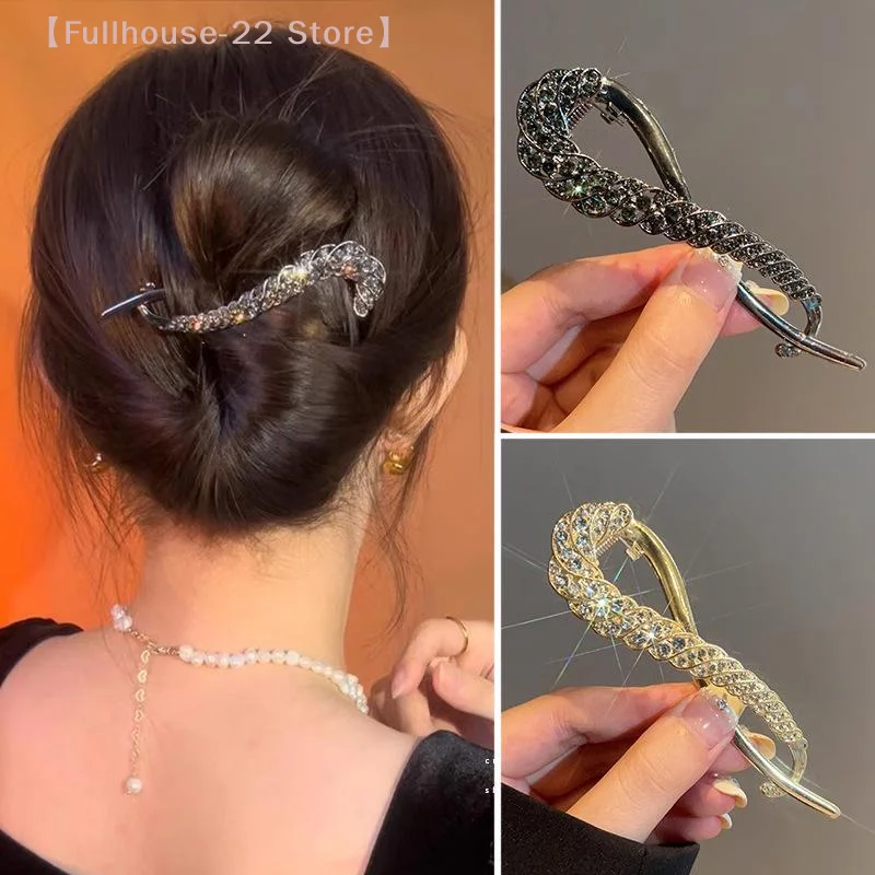 

【MAX-22】Классический поворотный зажим со стразами, легкий роскошный темпераментный поворотный зажим, прямой зажим, шариковый зажим, универсальный стиль