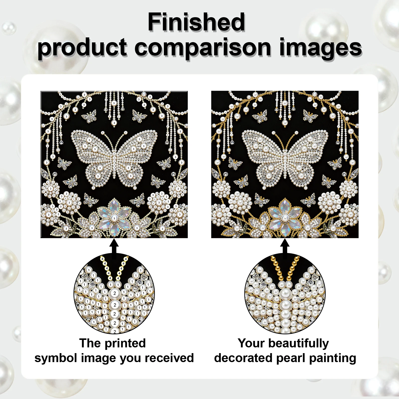 DIY Pearl Painting Art Kits for Adults/Beginners Gift Home Decor Pearl Gem Paintings Picture Arts Craft 25x25cm With Frame