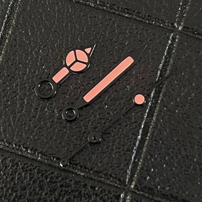 Jarum Set Jam Tangan Bercahaya Hijau dengan Tepi Hitam Perak - Oranye Abu-abu Putih Kompatibel dengan Gerakan NH35/36/4R Jepang