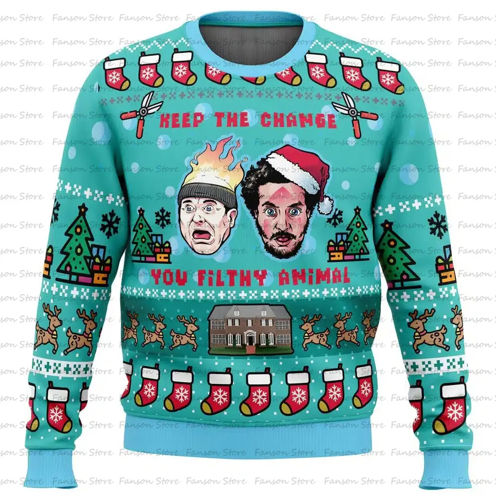 Merry Christmas Home Alone Ugly Christmas Sweater Cartoon Anime Women Men Pullover Tops 2025 Fashion Couple Hoodie Sweatshirt