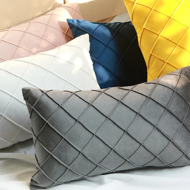 Various Color Square Grid Pillow Cover Ultra Soft Decorative Sofa Throw Cushion Cover Pillowcase Living Room 30x50CM Rectangular