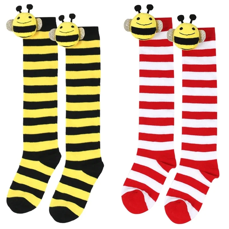 Halloween Knee High Socks Cosplay Striped Stockings for Halloween Girls Bee Costume 7-12Years