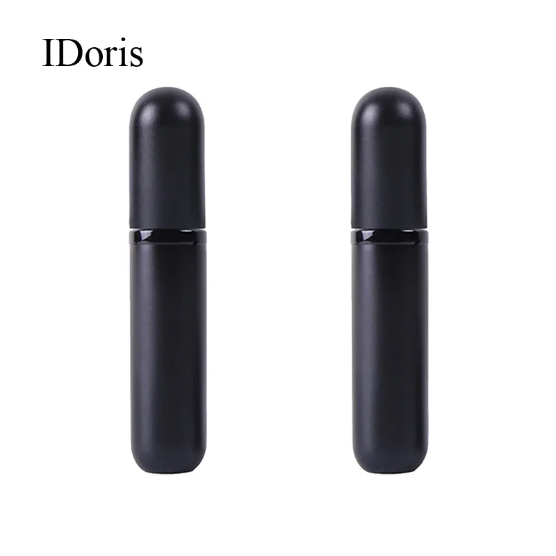 

IDoris 5ml Metal Aluminum Perfume Bottle Cosmetic Spray Bottle Portable Empty Bottle Travel Sub-Bottle Liner Glass 2PCS Black