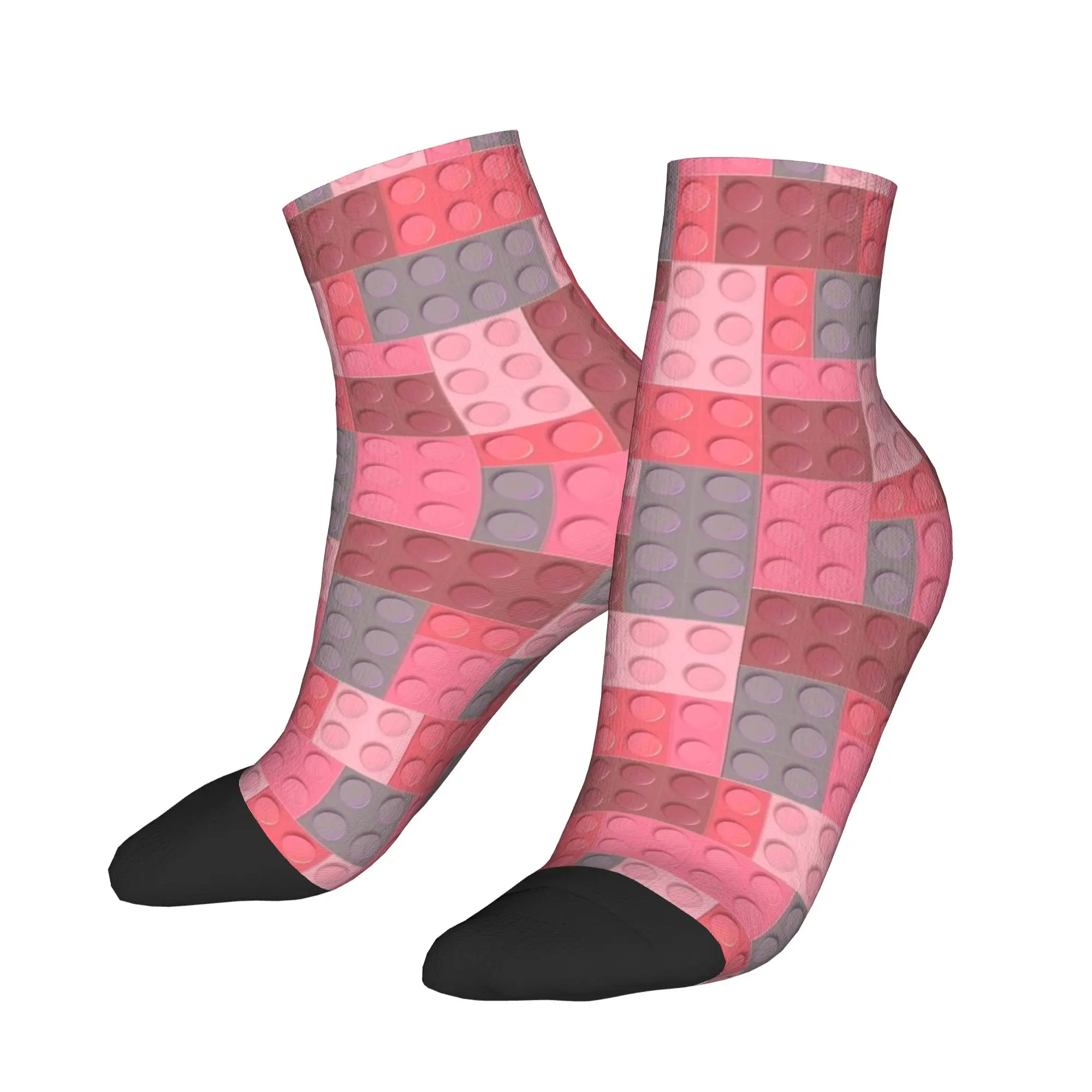 Building Blocks Gray And Pink Ankle Socks Fashion Soft Casual Socks Summer Running Design Anti Bacterial Sock For Couple Gift