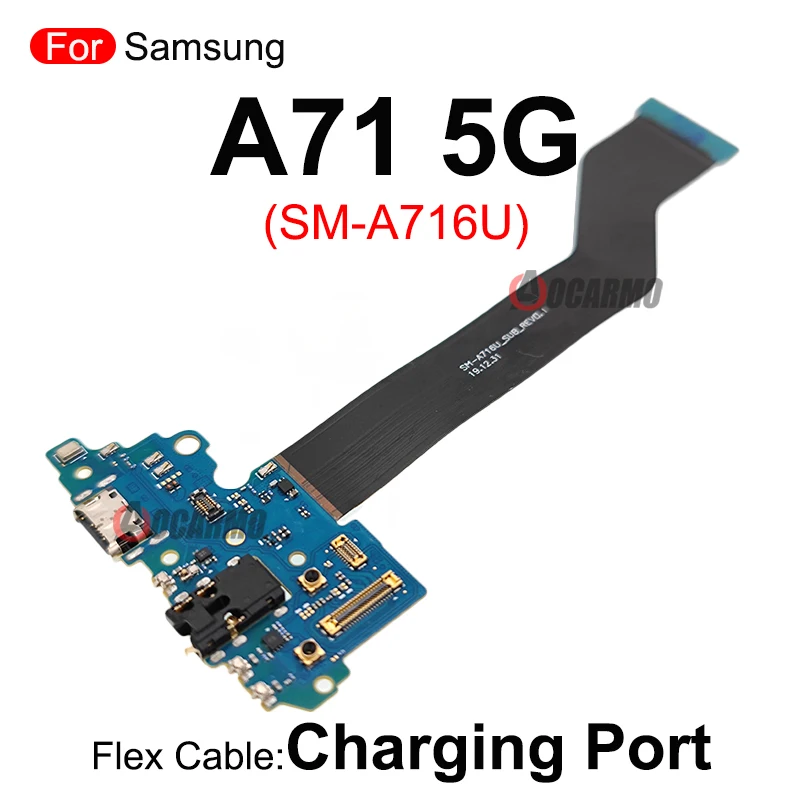 Para Samsung Galaxy A71 5G A716U A7160 Porta do carregador de carga USB com fone de ouvido Jack Flex Cable Peças de reposição