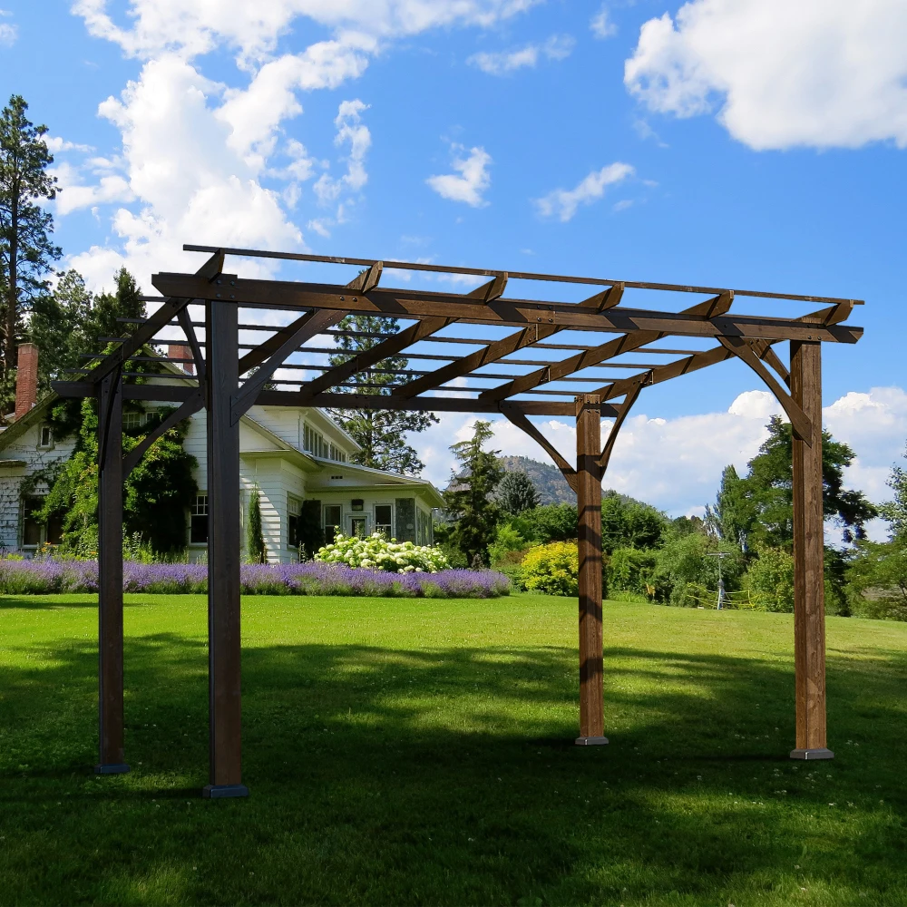 Arbours,Cedar Wood Pergola, Wind Secure, Strong, Quality Made, Rot Resistant, Concrete Anchors, Spacious for Outdoor Patio, Deck