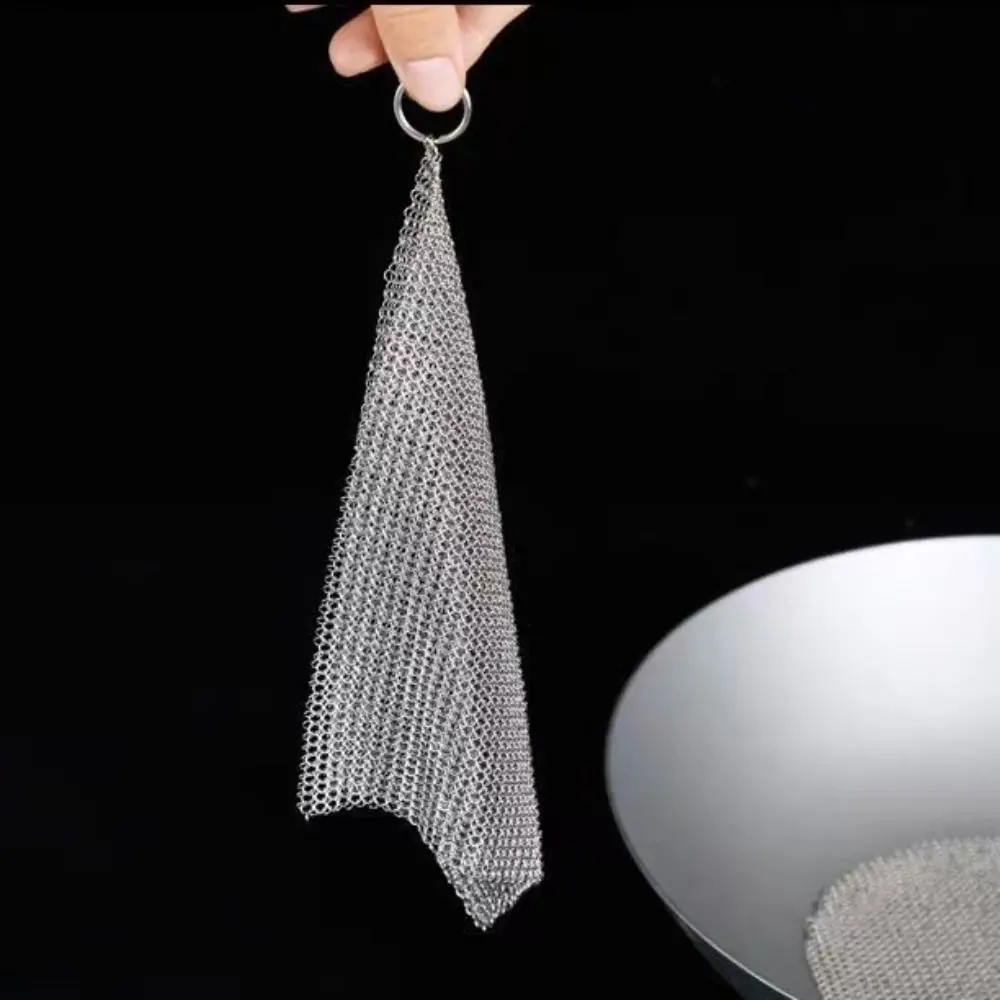 

Square Stainless Steel Dishcloth Corrosion Resistant Rust-free Pot Brush No Residue Hangable Pan Rust Remover Glass