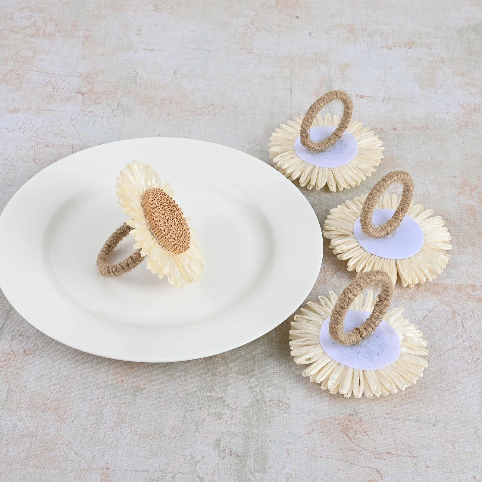 12Pcs Braided Sunflower Napkin Rings Boho Napkin Rings Tool Suitable for Reunion Wedding Reception Party Banquet Baby Shower