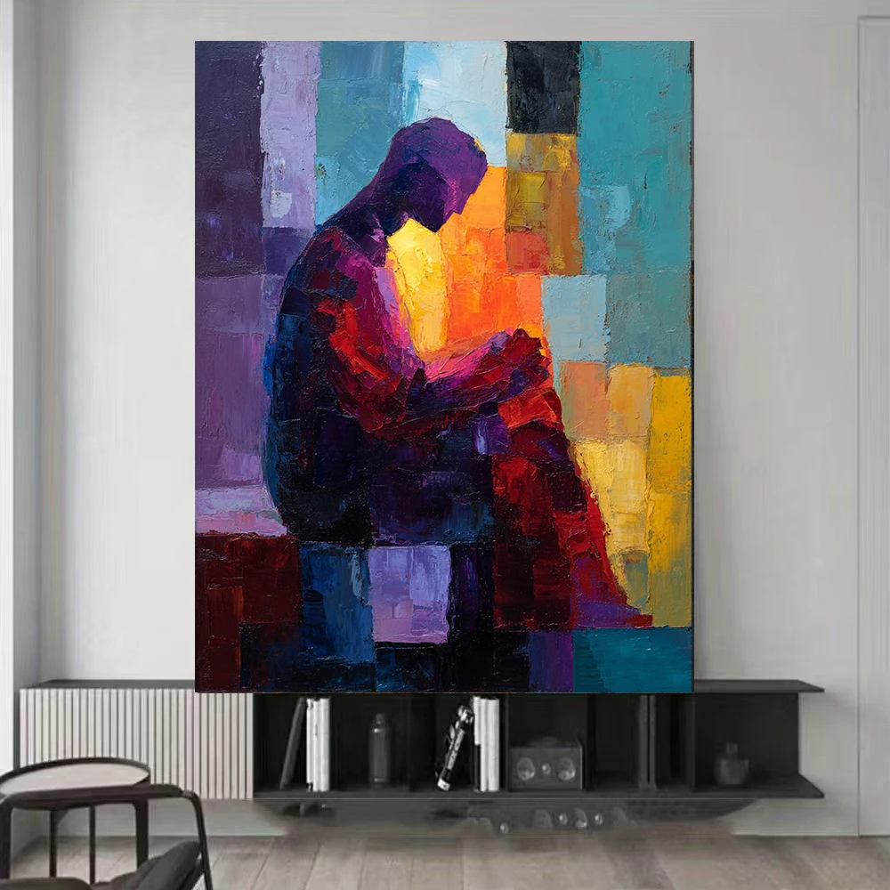 

Ручная роспись маслом, абстрактная цветная мозаика, декоративная живопись персонажей, толстая текстура, настенная живопись