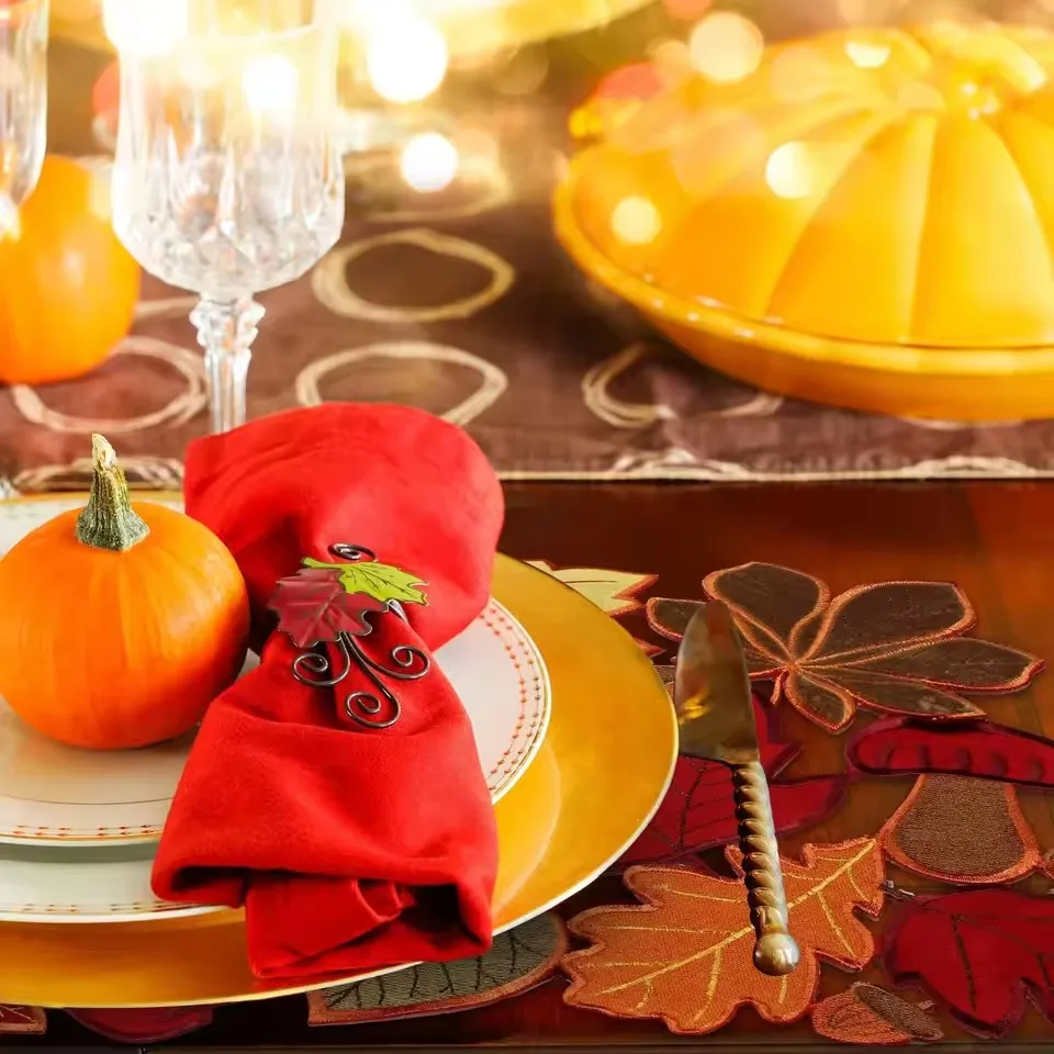 Fall Placemats Thanksgiving Place Mats Fall Autumn Maple Leaf Embroidered Placemats 11 x 17 Inch Thanksgiving Table Place Mats