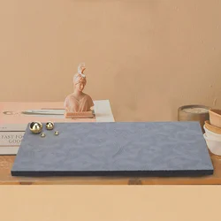 Light Luxury Gray Blue Rectangular Leather Tray Home Decorative Tray Metal Decorative Plate Living Room Organizer Home Storage