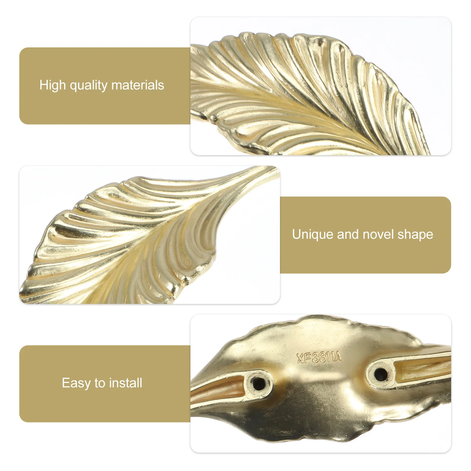 

2 шт. ручки для ящиков в форме листа, премиум-класса, из цинкового сплава, для кухонных шкафов, гардеробов, современный мебельный аксессуар